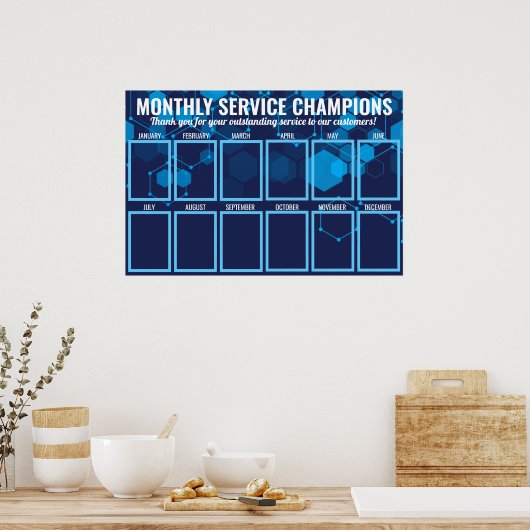 今月のテクノ表示の青い従業員 ポスター (キッチン)