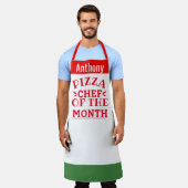 今月のピザシェフ – 名前を追加 エプロン (着用した状態)