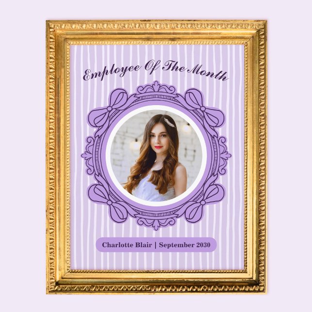 今月の優秀社員賞 パープルボウフレーム (Purple Bow Frame Employee of the Month Award)