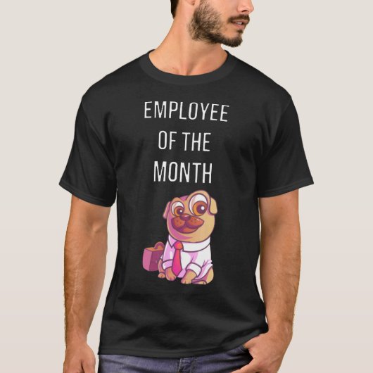 今月の優秀社員 可愛いパグ Tシャツ (正面)