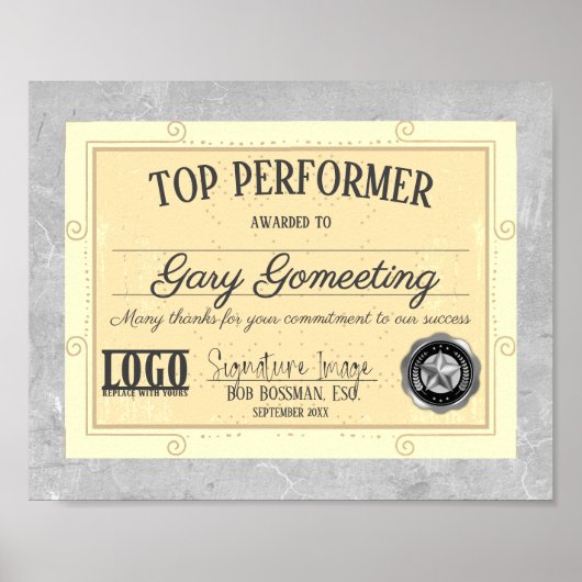 今月の写真ディスプレイのトップパフォーマー従業員 ポスター (正面)