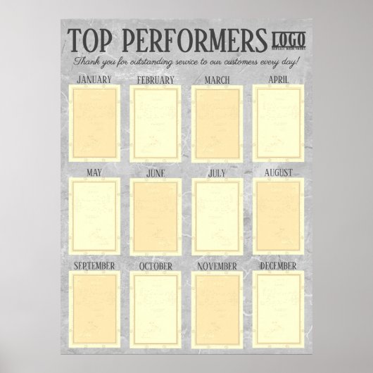 今月の写真ディスプレイのトップパフォーマー従業員 ポスター (正面)
