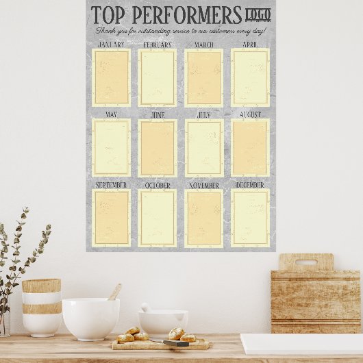 今月の写真ディスプレイのトップパフォーマー従業員 ポスター (キッチン)