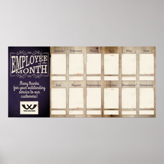 今月の写真ディスプレイの木革の従業員 ポスター (正面)