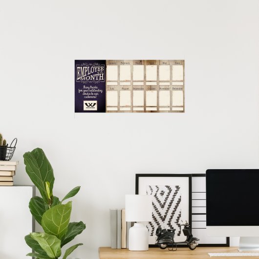 今月の写真ディスプレイの木革の従業員 ポスター (ホームオフィス)