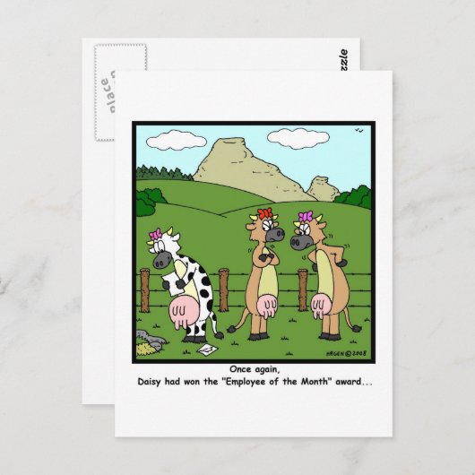 今月の従業員:カウカートゥーン ポストカード (正面/裏面)