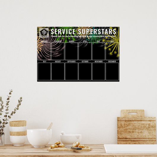 今月の花火写真表示従業員 ポスター (キッチン)