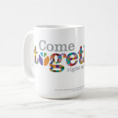 今来は平和の向こうに集まって。15オズ以上 コーヒーマグカップ (正面左)