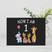 今私は1歳 ズーで1歳の誕生日 招待状 (スタンド正面)