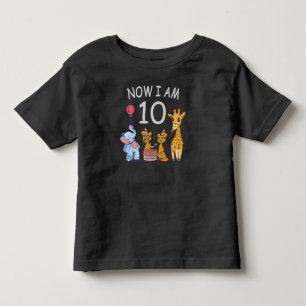 今私は10歳になりました 動物園での10歳の誕生日 トドラーTシャツ