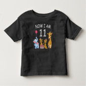 今私は11歳になりました 動物園での11歳の誕生日 トドラーTシャツ (正面)