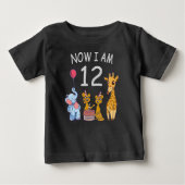 今私は12歳になりました 動物園での12歳の誕生日 ベビーTシャツ (正面)