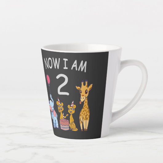 今私は2歳になりました 動物園での2歳の誕生日 赤ちゃん カフェラテマグ (右)