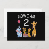 今私は2歳になりました 動物園で2歳の誕生日 ポストカード (正面/裏面)