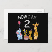 今私は2歳の誕生日 動物園でお祝い ポストカード (正面/裏面)