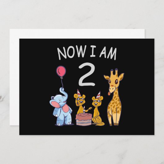 今私は2歳の誕生日　動物園でお祝い 招待状 (正面/裏面)