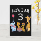 今私は3歳 動物園での3歳の誕生日 カード (黄色い花)