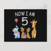 今私は5歳になりました 動物園での5歳の誕生日 ポストカード (正面)