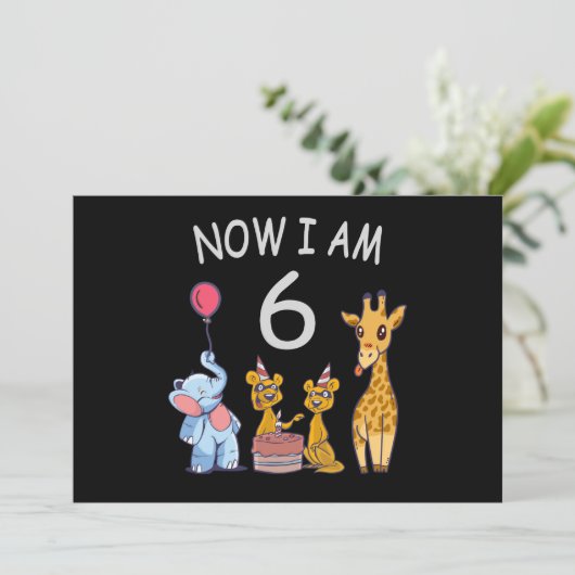 今私は6歳になりました - 動物園での6歳の誕生日 招待状 (スタンド正面)