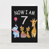 今私は7歳になりました 動物園での7歳の誕生日 カード (正面)