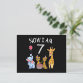 今私は7歳になりました 動物園での7歳の誕生日 ポストカード (スタンド正面)