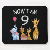 今私は9歳になりました 動物園での9歳の誕生日 マウスパッド (正面)