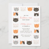 今私を引っ張って猫ガール誕生日 招待状 (正面)