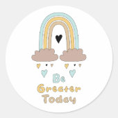 今素晴らし日のカラフルやる気を起こさせる虹 ラウンドシール (正面)