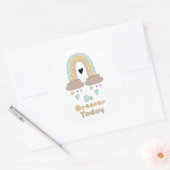 今素晴らし日のカラフルやる気を起こさせる虹 ラウンドシール (封筒)