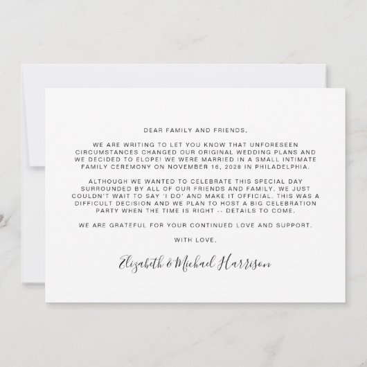 今結婚した後のパーティーのPhoto Elopement結婚 (裏面)