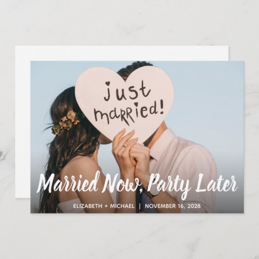 今結婚した後のパーティーのPhoto Elopement結婚 (正面/裏面)