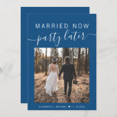 今結婚した後のパーティーフォトブルー結婚ズ (正面/裏面)