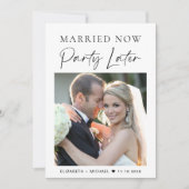 今結婚した後のパーティー写真の結婚発表 招待状 (正面)