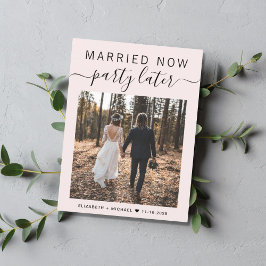 今結婚した後のパーティーPhoto Pink結婚's 案内ポストカード