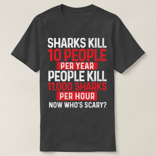今誰が怖い – Shark Lover海野生動物の写真 Tシャツ (デザイン正面)