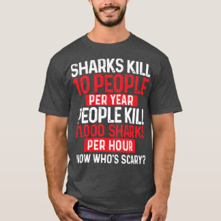 今誰が怖い – Shark Lover海野生動物の写真 Tシャツ