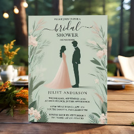 今赤面ピーチミントモスサージグリーンブライダルシャワー 招待状