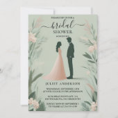 今赤面ピーチミントモスサージグリーンブライダルシャワー 招待状 (正面)