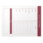 今週を行うには – 週間プランナー – ワイン ノートパッド (正面)