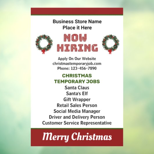 今雇用クリスマスホリデーズジョブカスタムの ウィンドウサイン (シート3)