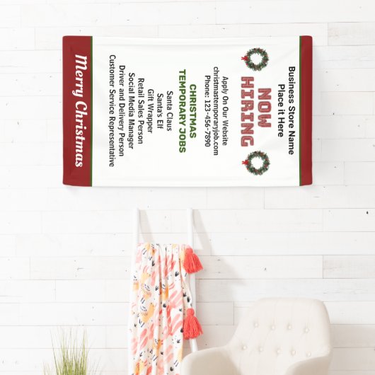 今雇用クリスマスホリデーズジョブカスタムの 横断幕 (インサイチュ)