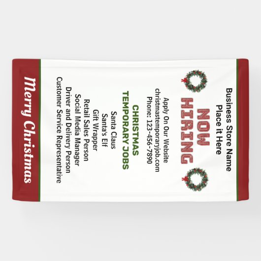 今雇用クリスマスホリデーズジョブカスタムの 横断幕 (横)