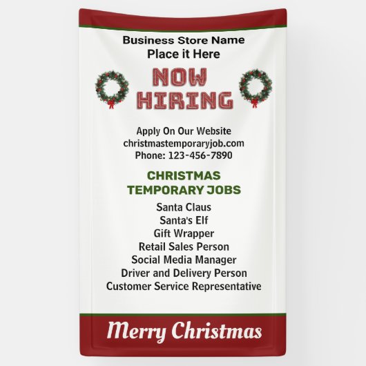 今雇用クリスマスホリデーズジョブカスタムの 横断幕 (縦)
