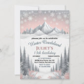 今青い女の子の雪Winter Onederland 13歳の誕生日 招待状 (正面)
