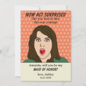 今驚きの表情を ｜ レトロ ポップアート ブライズメイド 招待状 (正面)