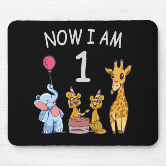 今1歳の誕生日おめでとう! 動物園で赤ちゃんB マウスパッド (正面)