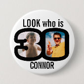 今30歳の人を見て写真白黒 缶バッジ (正面)