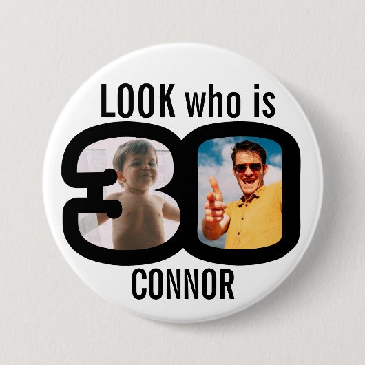 今30歳の人を見て写真白黒 缶バッジ (正面)