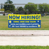 今、採用は、チ救済ームの従業員に入るよう求められています 横断幕 (インサイチュ)