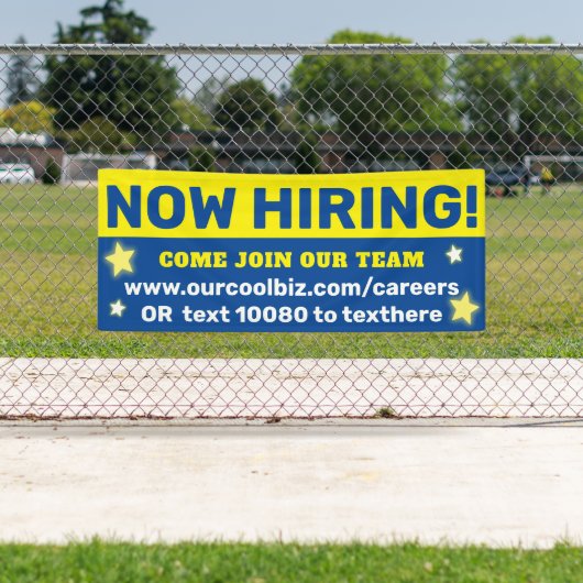 今、採用は、チ救済ームの従業員に入るよう求められています 横断幕 (インサイチュ)